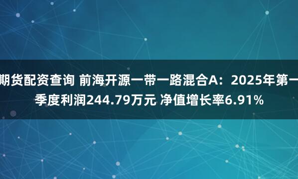 期货配资查询 前海开源一带一路混合A：2025年第一季度利润244.79万元 净值增长率6.91%