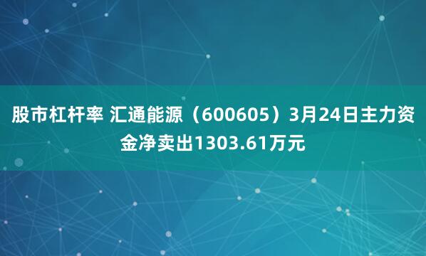 股市杠杆率 汇通能源（600605）3月24日主力资金净卖出1303.61万元