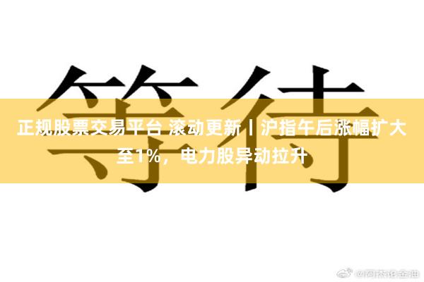 正规股票交易平台 滚动更新丨沪指午后涨幅扩大至1%，电力股异动拉升