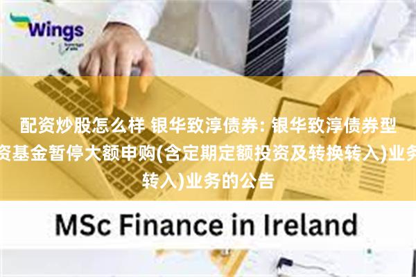 配资炒股怎么样 银华致淳债券: 银华致淳债券型证券投资基金暂停大额申购(含定期定额投资及转换转入)业务的公告